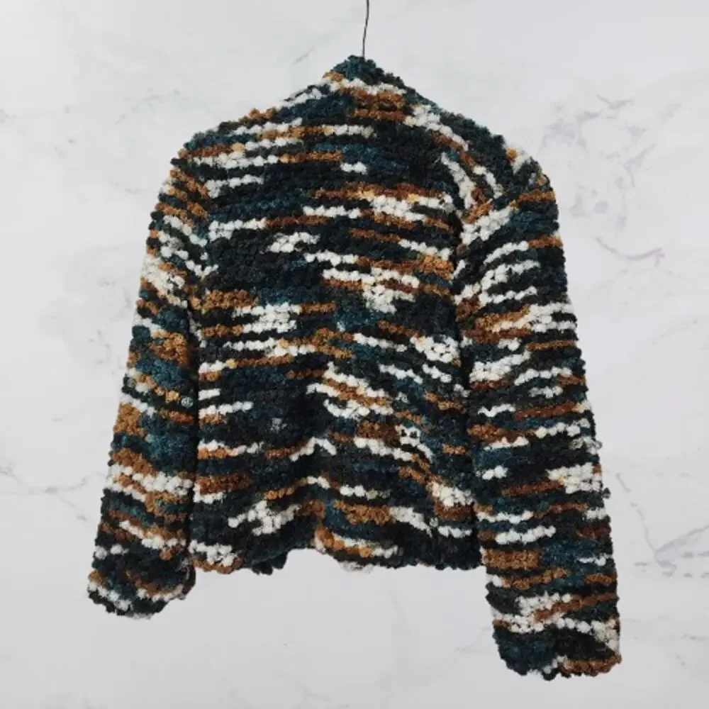 TULAROSA Inori Textured Open Coat Hunter Green Brown White XXS